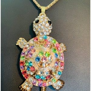Betsey Johnson Colored jewel turtle pendant